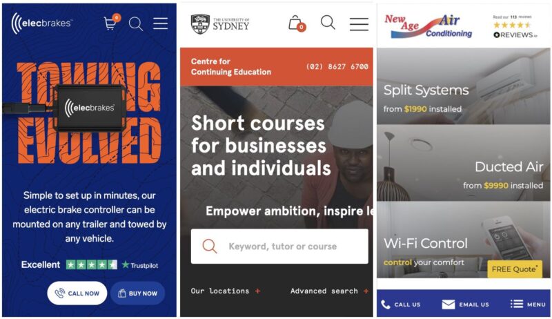 Mobile website design examples