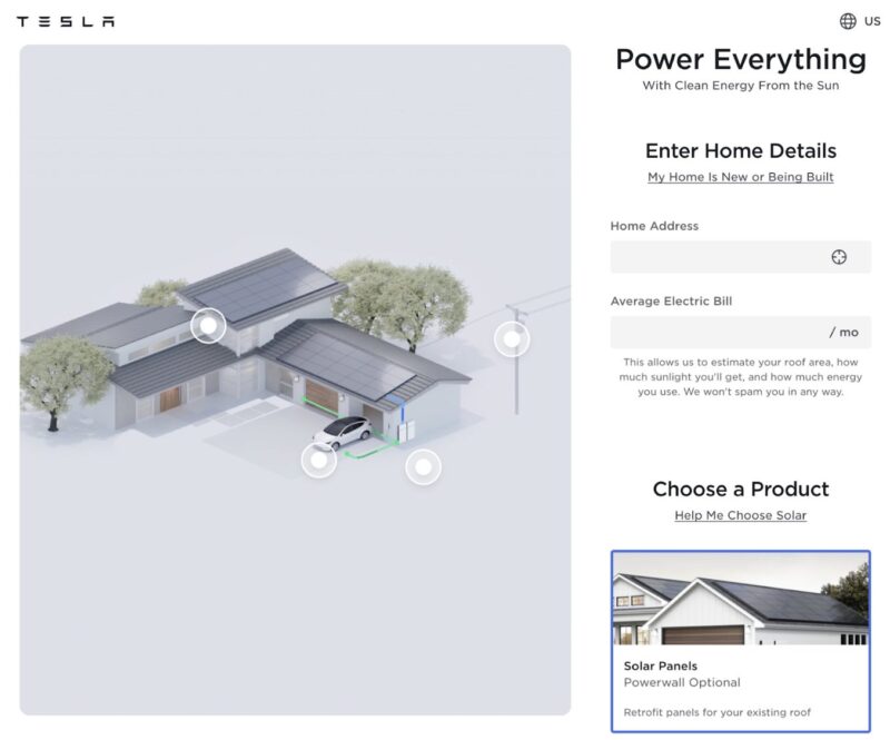 Tesla online calculator page
