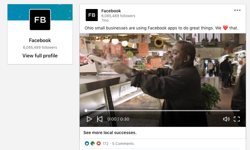 Facebook's LinkedIn video ad