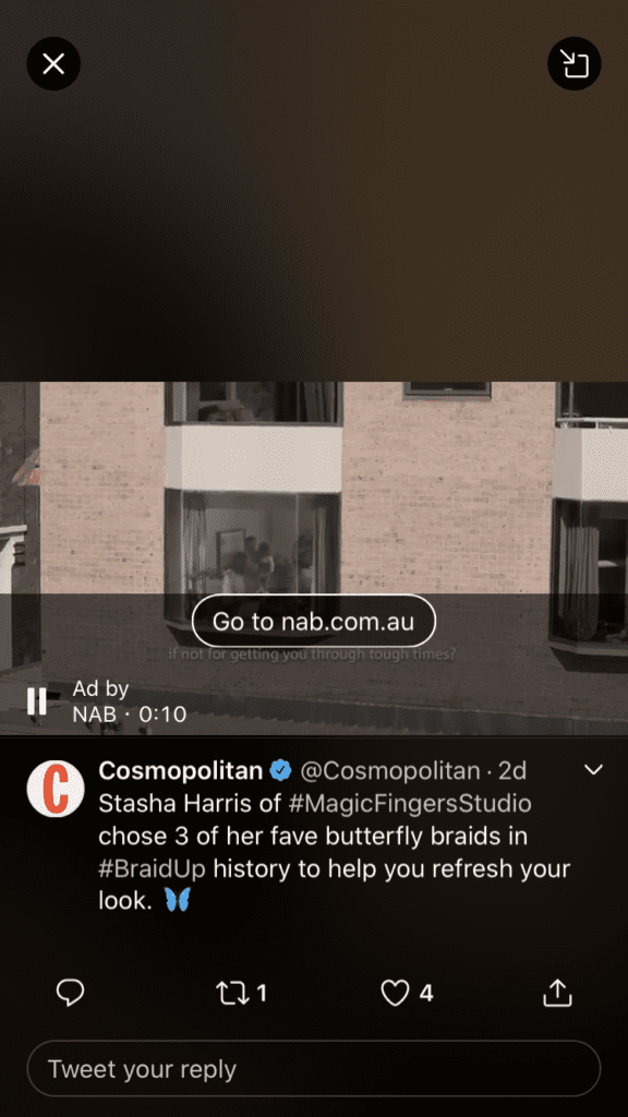 Twitter in-stream video ad