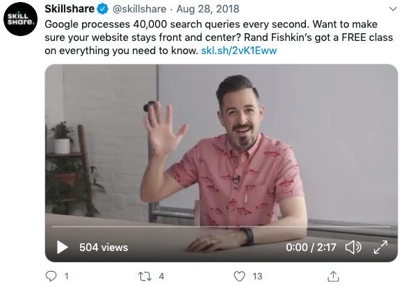 Skillshare Twitter video ad
