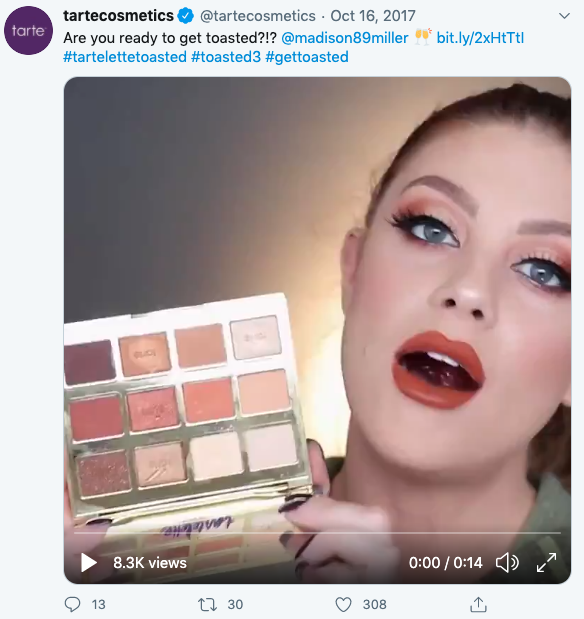 Tarte Twitter video ad