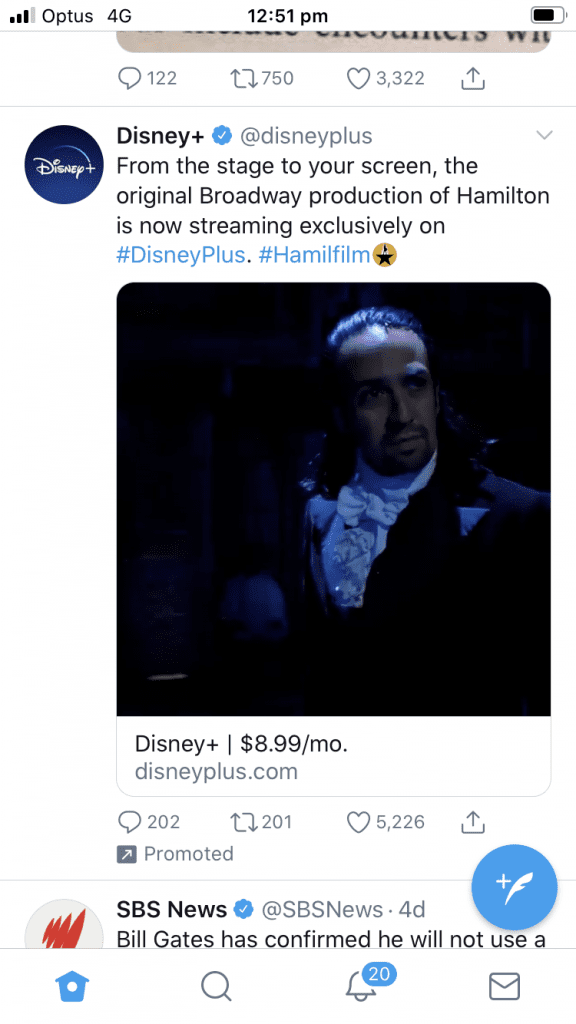 Twitter newsfeed promoted video ad
