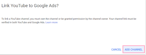 Step 3 to link Google and YouTube channels