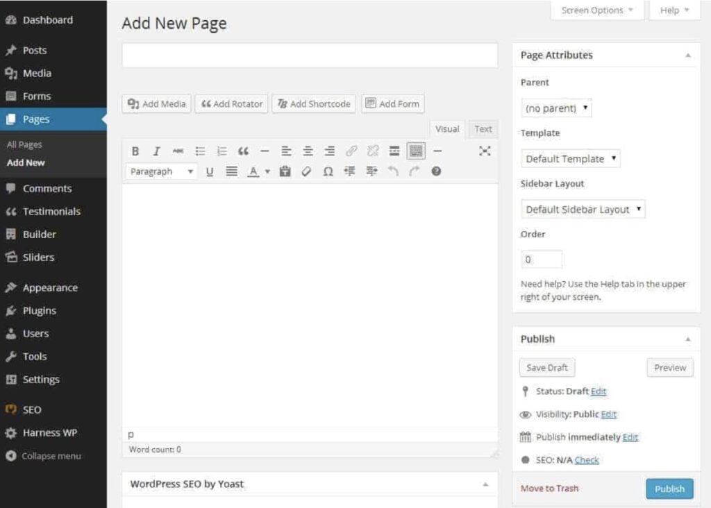 Add-New-Page-screen-in-WordPress