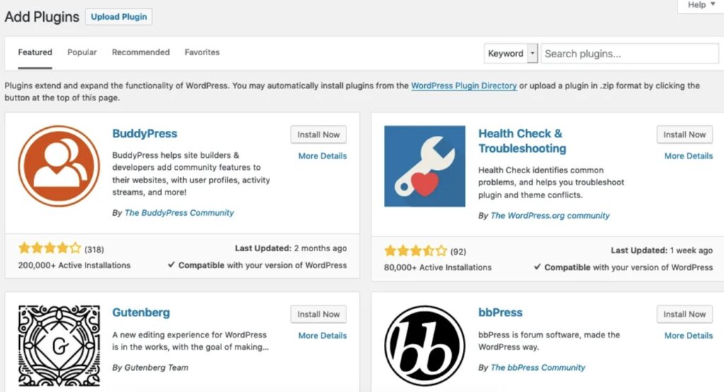 Add-Plugins-screen-WordPress