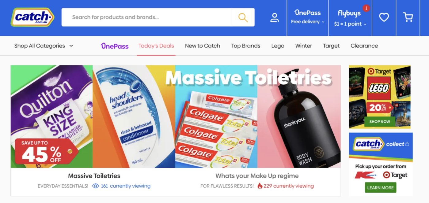 Screenshot of Catch's Ecommerce website design