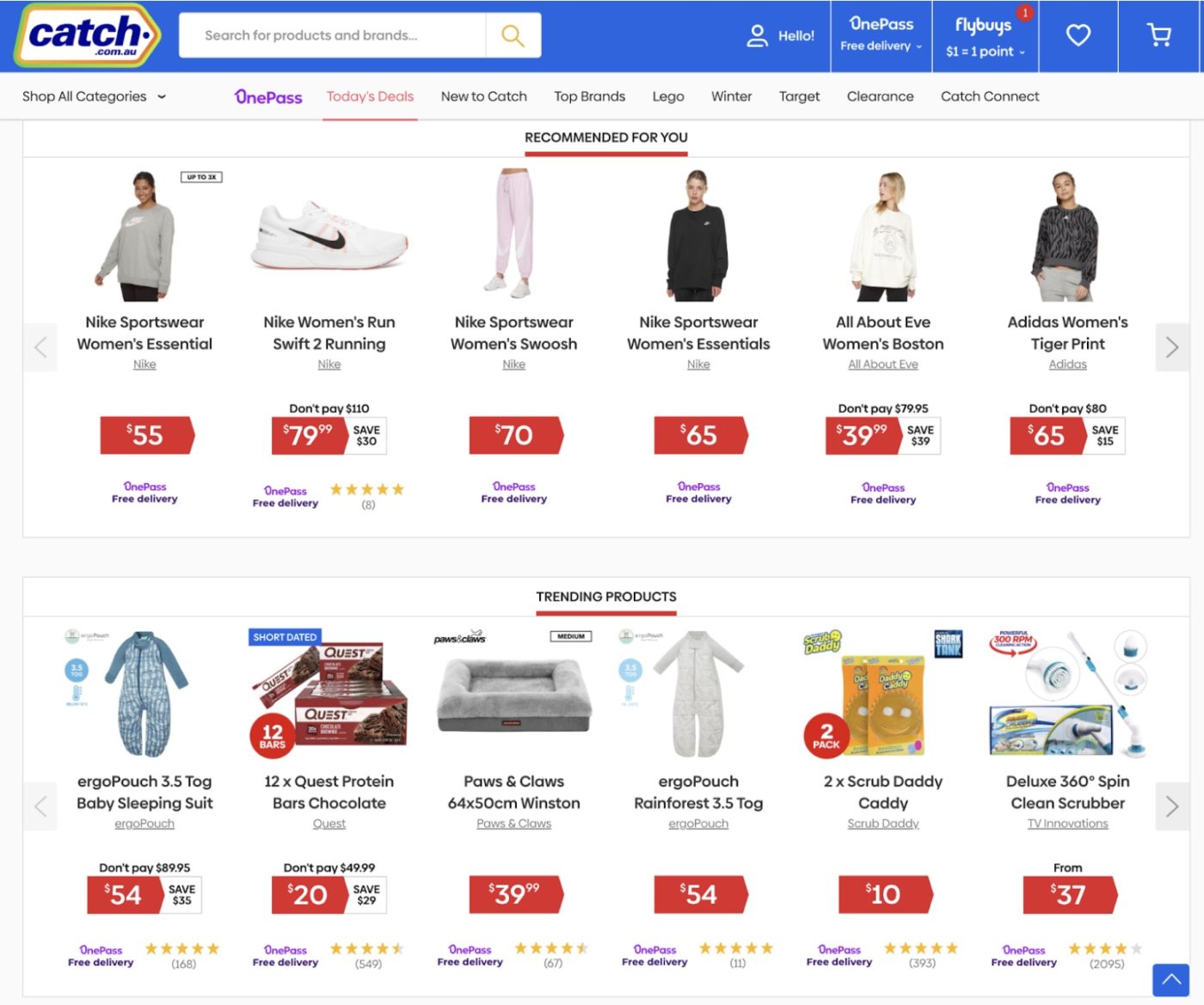 Screenshot of Catch's Ecommerce website design for their product feed