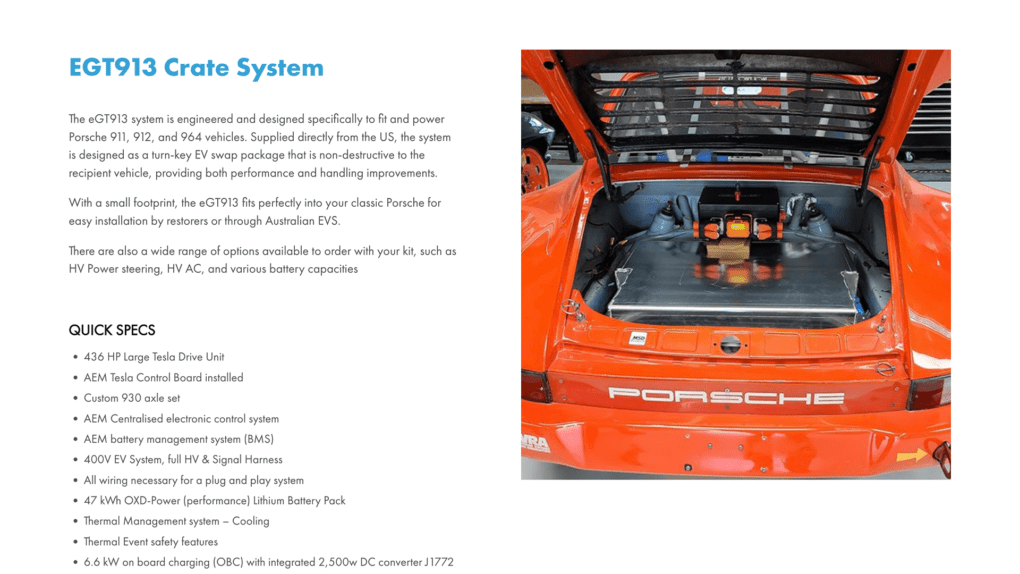 Product specs on an automotive website design