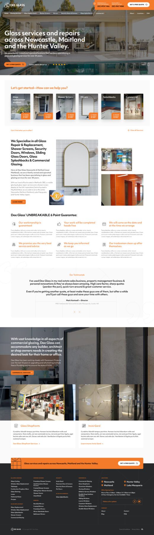 site For Glass Company, Dee Glass Redback