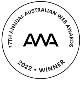 Australian Web Awards Winner logo white